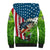 American Flag Bass Fishing Design Sherpa Hoodie with Largemouth Bass and Green Grass Background - Wonder Print Shop