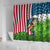 American Flag Bass Fishing Design Shower Curtain with Largemouth Bass and Green Grass Background - Wonder Print Shop