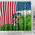 American Flag Bass Fishing Design Shower Curtain with Largemouth Bass and Green Grass Background - Wonder Print Shop
