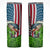 American Flag Bass Fishing Design Skinny Tumbler with Largemouth Bass and Green Grass Background - Wonder Print Shop
