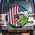 American Flag Bass Fishing Design Spare Tire Cover with Largemouth Bass and Green Grass Background - Wonder Print Shop