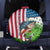 American Flag Bass Fishing Design Spare Tire Cover with Largemouth Bass and Green Grass Background - Wonder Print Shop