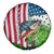 American Flag Bass Fishing Design Spare Tire Cover with Largemouth Bass and Green Grass Background - Wonder Print Shop