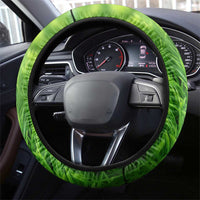 American Flag Bass Fishing Design Steering Wheel Cover with Largemouth Bass and Green Grass Background - Wonder Print Shop
