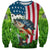 American Flag Bass Fishing Design Sweatshirt with Largemouth Bass and Green Grass Background - Wonder Print Shop