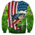 American Flag Bass Fishing Design Sweatshirt with Largemouth Bass and Green Grass Background - Wonder Print Shop