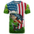 American Flag Bass Fishing Design T Shirt with Largemouth Bass and Green Grass Background - Wonder Print Shop