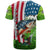 American Flag Bass Fishing Design T Shirt with Largemouth Bass and Green Grass Background - Wonder Print Shop