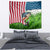 American Flag Bass Fishing Design Tapestry with Largemouth Bass and Green Grass Background - Wonder Print Shop