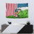 American Flag Bass Fishing Design Tapestry with Largemouth Bass and Green Grass Background - Wonder Print Shop