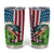 American Flag Bass Fishing Design Tumbler Cup with Largemouth Bass and Green Grass Background - Wonder Print Shop