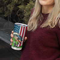 American Flag Bass Fishing Design Tumbler Cup with Largemouth Bass and Green Grass Background - Wonder Print Shop
