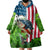 American Flag Bass Fishing Design Wearable Blanket Hoodie with Largemouth Bass and Green Grass Background - Wonder Print Shop