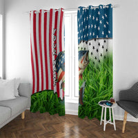 American Flag Bass Fishing Design Window Curtain with Largemouth Bass and Green Grass Background - Wonder Print Shop