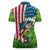 American Flag Bass Fishing Design Women Polo Shirt with Largemouth Bass and Green Grass Background - Wonder Print Shop