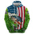 American Flag Bass Fishing Design Zip Hoodie with Largemouth Bass and Green Grass Background - Wonder Print Shop