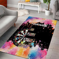 Dartboard and Colorful Paint Splash Darts Area Rug with Aim Shoot Swear Repeat Quote Custom Name - Wonder Print Shop