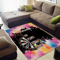 Dartboard and Colorful Paint Splash Darts Area Rug with Aim Shoot Swear Repeat Quote Custom Name - Wonder Print Shop