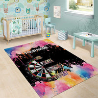 Dartboard and Colorful Paint Splash Darts Area Rug with Aim Shoot Swear Repeat Quote Custom Name - Wonder Print Shop
