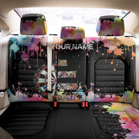 Dartboard and Colorful Paint Splash Darts Back Car Seat Cover with Aim Shoot Swear Repeat Quote Custom Name - Wonder Print Shop