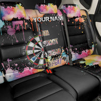 Dartboard and Colorful Paint Splash Darts Back Car Seat Cover with Aim Shoot Swear Repeat Quote Custom Name - Wonder Print Shop