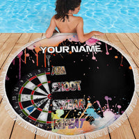 Dartboard and Colorful Paint Splash Darts Beach Blanket with Aim Shoot Swear Repeat Quote Custom Name - Wonder Print Shop