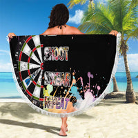Dartboard and Colorful Paint Splash Darts Beach Blanket with Aim Shoot Swear Repeat Quote Custom Name - Wonder Print Shop