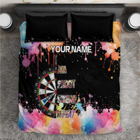 Dartboard and Colorful Paint Splash Darts Bedding Set with Aim Shoot Swear Repeat Quote Custom Name - Wonder Print Shop