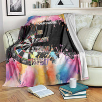 Dartboard and Colorful Paint Splash Darts Blanket with Aim Shoot Swear Repeat Quote Custom Name - Wonder Print Shop