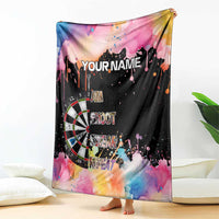 Dartboard and Colorful Paint Splash Darts Blanket with Aim Shoot Swear Repeat Quote Custom Name - Wonder Print Shop