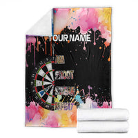 Dartboard and Colorful Paint Splash Darts Blanket with Aim Shoot Swear Repeat Quote Custom Name - Wonder Print Shop