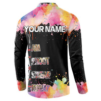 Dartboard and Colorful Paint Splash Darts Button Sweatshirt with Aim Shoot Swear Repeat Quote Custom Name TS04