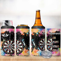 Dartboard and Colorful Paint Splash Darts 4 in 1 Can Cooler Tumbler with Aim Shoot Swear Repeat Quote Custom Name - Wonder Print Shop