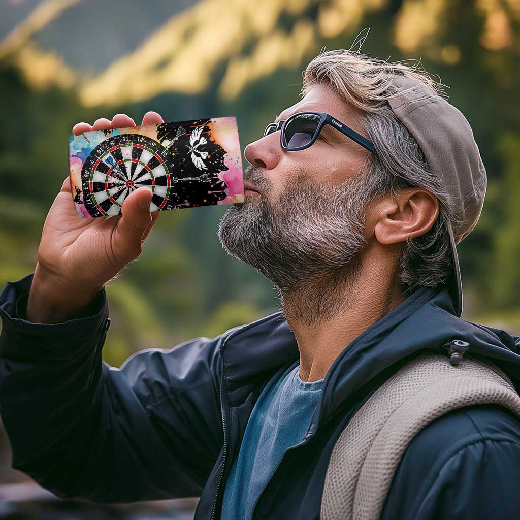 Dartboard and Colorful Paint Splash Darts 4 in 1 Can Cooler Tumbler with Aim Shoot Swear Repeat Quote Custom Name - Wonder Print Shop