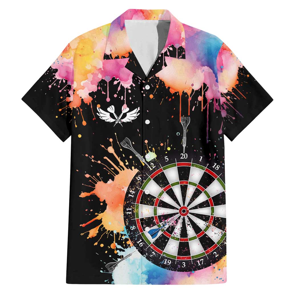 Dartboard and Colorful Paint Splash Darts Family Matching Mermaid Dress and Hawaiian Shirt with Aim Shoot Swear Repeat Quote Custom Name TS04