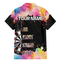 Dartboard and Colorful Paint Splash Darts Family Matching Mermaid Dress and Hawaiian Shirt with Aim Shoot Swear Repeat Quote Custom Name TS04