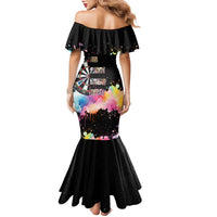 Dartboard and Colorful Paint Splash Darts Family Matching Mermaid Dress and Hawaiian Shirt with Aim Shoot Swear Repeat Quote Custom Name TS04