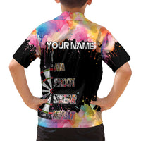 Dartboard and Colorful Paint Splash Darts Family Matching Puletasi and Hawaiian Shirt with Aim Shoot Swear Repeat Quote Custom Name TS04