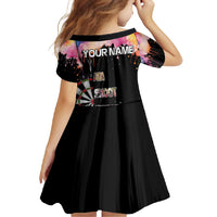 Dartboard and Colorful Paint Splash Darts Family Matching Short Sleeve Bodycon Dress and Hawaiian Shirt with Aim Shoot Swear Repeat Quote Custom Name TS04
