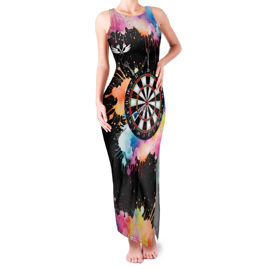 Dartboard and Colorful Paint Splash Darts Family Matching Tank Maxi Dress and Hawaiian Shirt with Aim Shoot Swear Repeat Quote Custom Name TS04