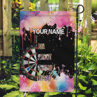 Dartboard and Colorful Paint Splash Darts Garden Flag with Aim Shoot Swear Repeat Quote Custom Name - Wonder Print Shop