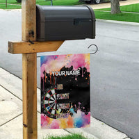 Dartboard and Colorful Paint Splash Darts Garden Flag with Aim Shoot Swear Repeat Quote Custom Name - Wonder Print Shop