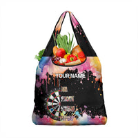Dartboard and Colorful Paint Splash Darts Grocery Bag with Aim Shoot Swear Repeat Quote Custom Name - Wonder Print Shop