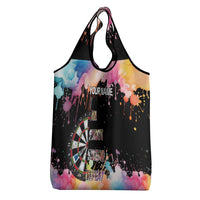 Dartboard and Colorful Paint Splash Darts Grocery Bag with Aim Shoot Swear Repeat Quote Custom Name - Wonder Print Shop