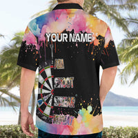 Dartboard and Colorful Paint Splash Darts Hawaiian Shirt with Aim Shoot Swear Repeat Quote Custom Name TS04