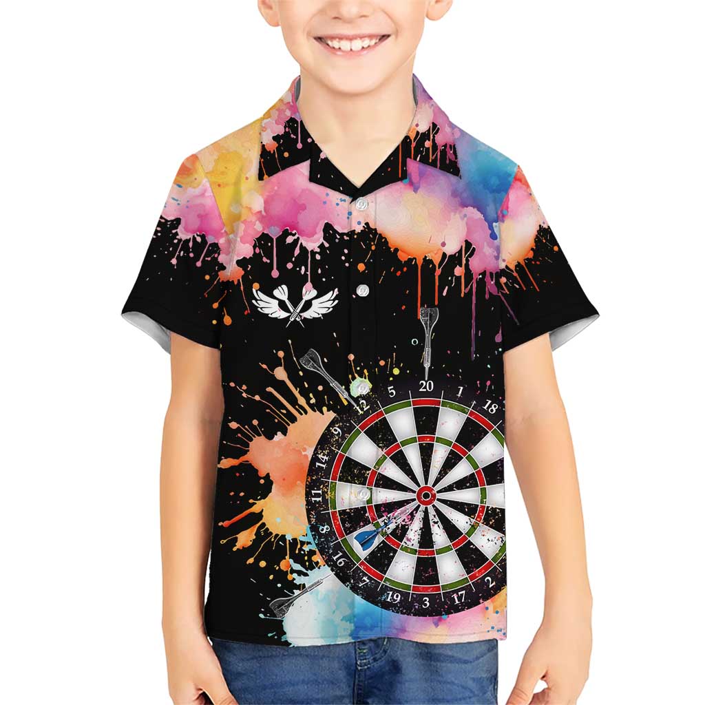 Dartboard and Colorful Paint Splash Darts Hawaiian Shirt with Aim Shoot Swear Repeat Quote Custom Name TS04