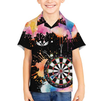 Dartboard and Colorful Paint Splash Darts Hawaiian Shirt with Aim Shoot Swear Repeat Quote Custom Name TS04