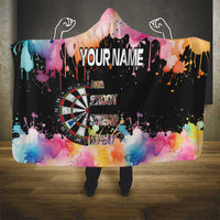 Dartboard and Colorful Paint Splash Darts Hooded Blanket with Aim Shoot Swear Repeat Quote Custom Name - Wonder Print Shop