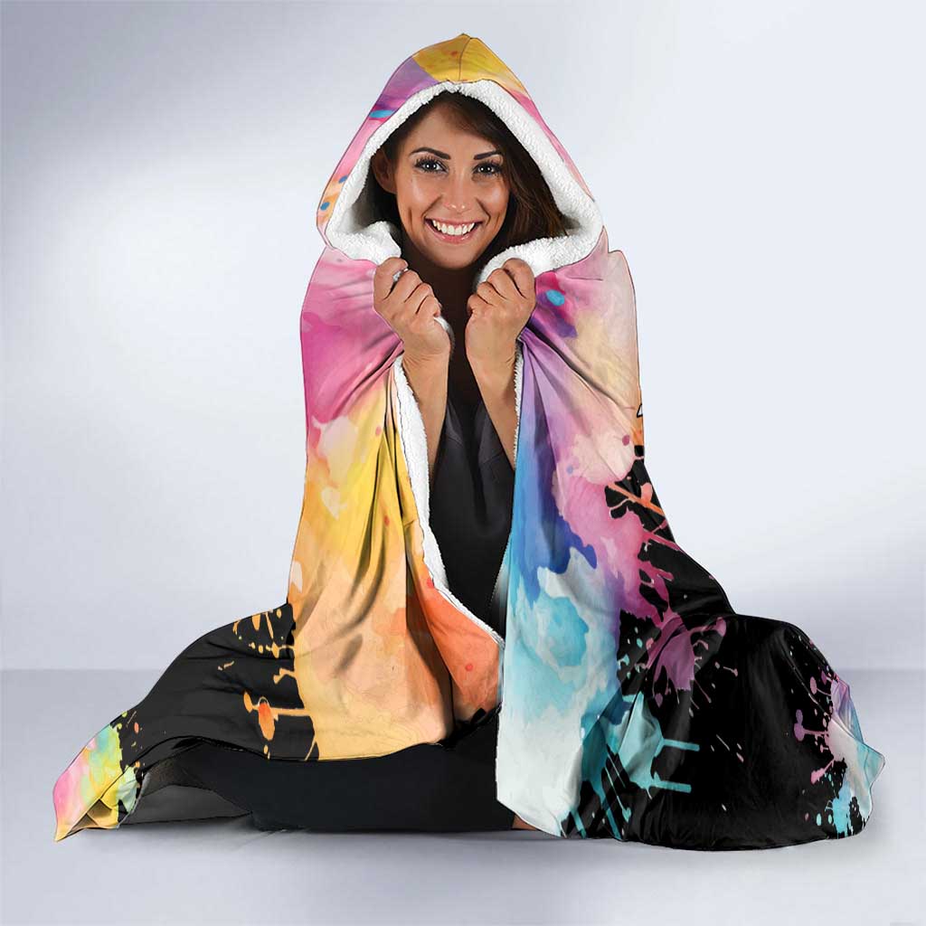 Dartboard and Colorful Paint Splash Darts Hooded Blanket with Aim Shoot Swear Repeat Quote Custom Name - Wonder Print Shop