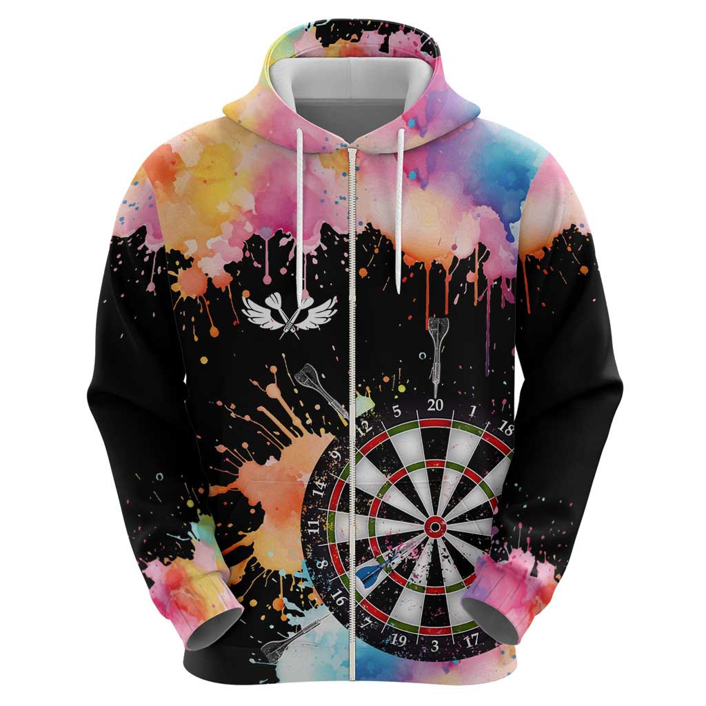 Dartboard and Colorful Paint Splash Darts Hoodie with Aim Shoot Swear Repeat Quote Custom Name TS04